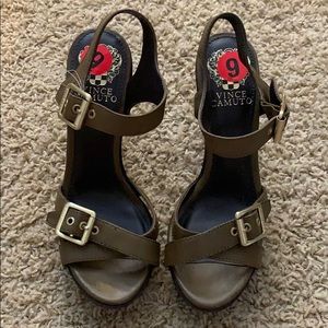 Vince Camuto Olive Green and Brown Heels - NWT